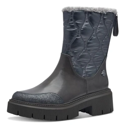 Image of Marco Tozzi BY Guido Maria Kretschmer Platform boots, Women&#039;s, Size: 5, Pewter Imitation leather/ textile