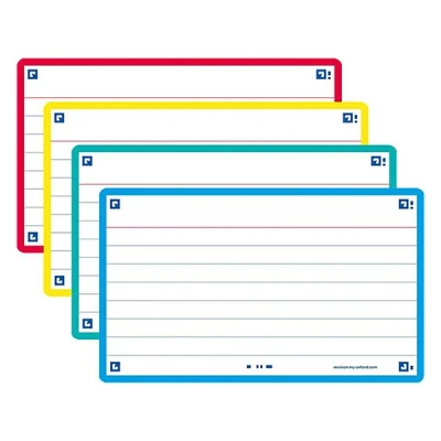 Image of Oxford Flash Cards, Revision Assorted Colours, Ruled, 7.5 x 12.5 cm