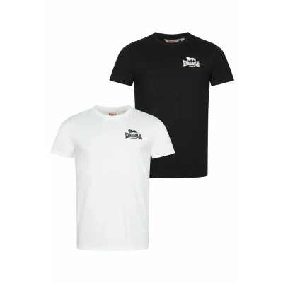 Image of Lonsdale Normale Passform Doppelpack Blairmore Print Tshirt, Men&#039;s, Size: XXL, Black white