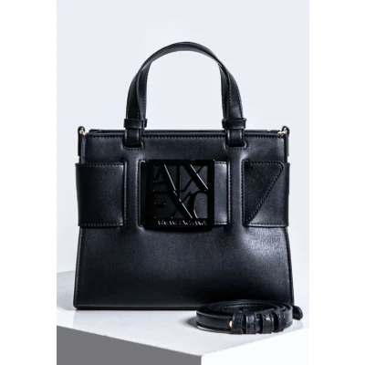 Image of Armani Exchange Medium BAG Handbag, Women&#039;s, Size: One Size, Black