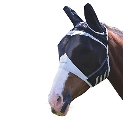Image of Shires Fine Mesh Fly Mask with Ears, Black or White