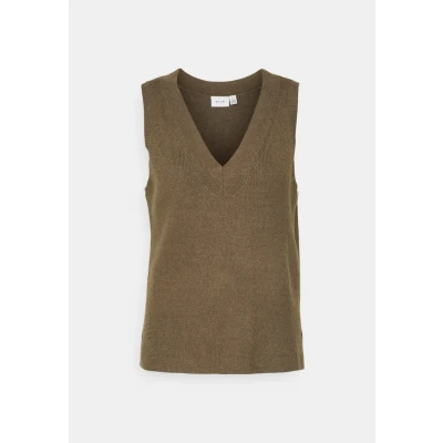 Image of VILA Viril V NECK VEST Jumper, Women&#039;s, Size: XL, Mottled brown