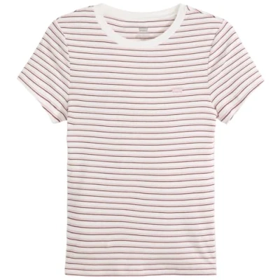 Image of Levi&#039;s Women&#039;s Essential Housemark Short Sleeve Tee T Shirt, Gianna Stripe Zephyr, M