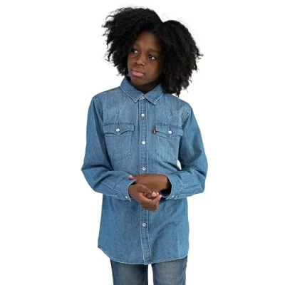 Image of Levi&#039;s Kids Barstow Western Shirt Boys, 10 16 Years Old, Vintage Stone, 14