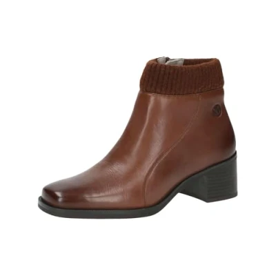 Image of CAPRICE Damen Stiefeletten mit Absatz Reißverschluss Bequem, Braun (Cognac Nappa), 41 EU