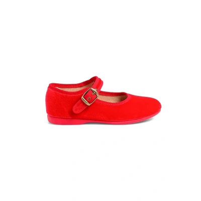 Image of Pisamonas Terciopelo Hebilla Baby shoes for kids, Size: 2, Rojo Textile/synthetics