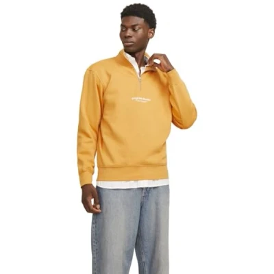 Image of Jack &amp; Jones Jorvesterbro Quarter Sweatshirt, Men&#039;s, Size: XL, Honey yellow