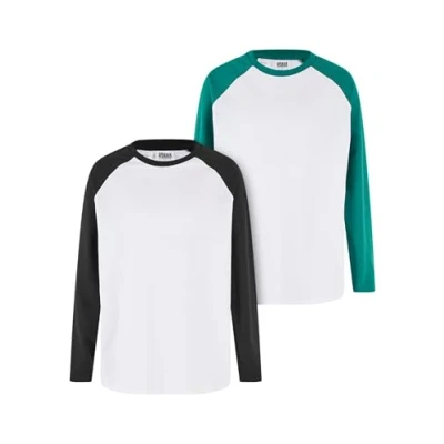Image of Urban Classics Oversized Raglan 2PACK Long sleeved top for kids, Size: 7 8y, white black green