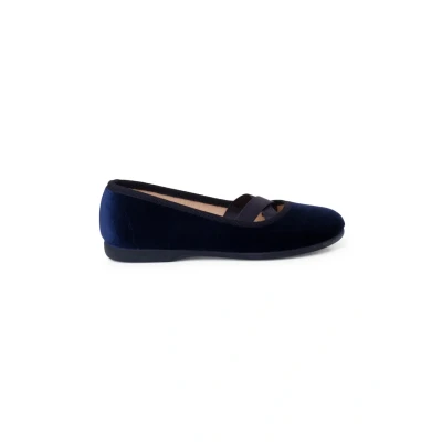 Image of Pisamonas Velvet Ballet Style Flats Size 4 Color Navy Blue