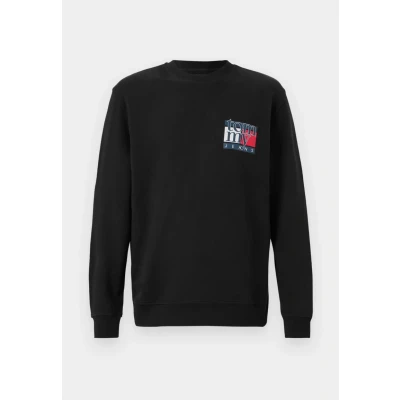Image of Tommy Jeans Regular FLAG CREW Sweatshirt, Men&#039;s, Size: 34, Black
