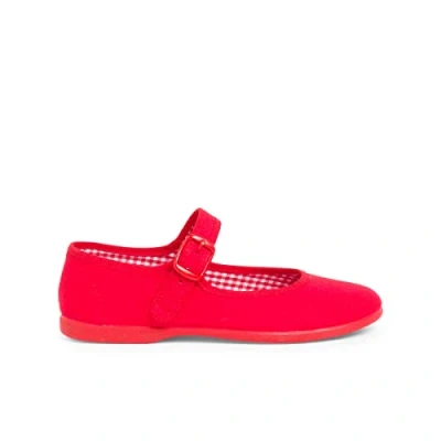 Image of Pisamonas Ankle strap ballet pumps for kids, Size: 11K, Rojo Textile