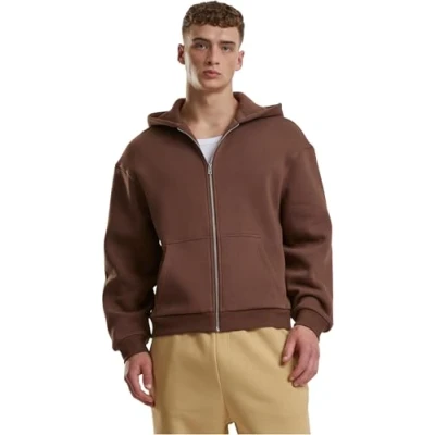 Image of Urban Classics Zipup sweatshirt, Men&#039;s, Size: 5XL, Chocolatebrown
