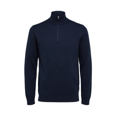 Image of Selected Homme Slhberg HALF ZIP Jumper, Men&#039;s, Size: Small, Navy blazer