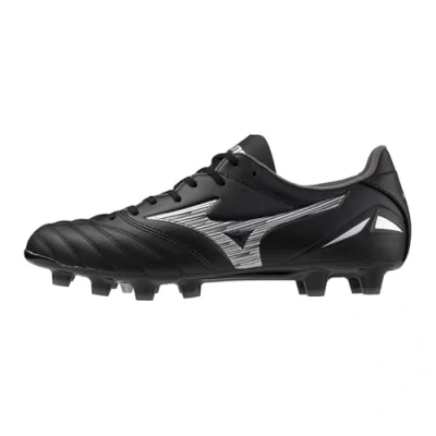 Image of Mizuno Morelia NEO IV PRO Moulded stud football boots, Men&#039;s, Size: 7.5, Black/galaxy silver/black Leather/synthetics