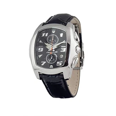 Image of Chronotech Mens Analogue Quartz Watch with Leather Strap CT7895M 62, Black/White, 43 MM,