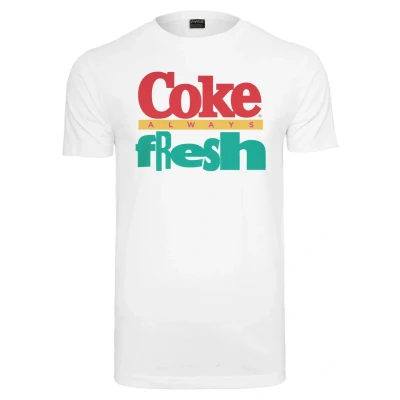 Image of Merchcode COCA COLA 90&#039;S LOGO Print Tshirt, Men&#039;s, Size: Medium, White