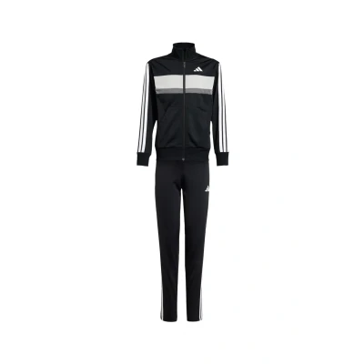 Image of adidas Performance Seasonal Essentials Tiberio 3 Stripes Junior Unisex Tracksuit for kids, Size: 7 8y, Black/white/grey two