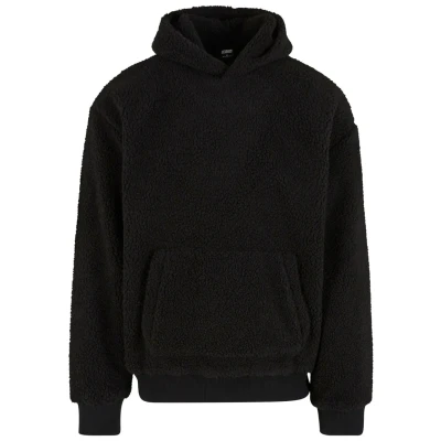 Image of Urban Classics Teddy Hoodie, Men&#039;s, Size: 3XL, Black