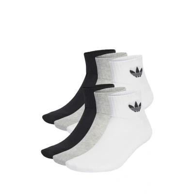 Image of adidas Originals MID Ankle 6 Pairs Socks, Size: 12.5K 1, White/medium grey heather/black