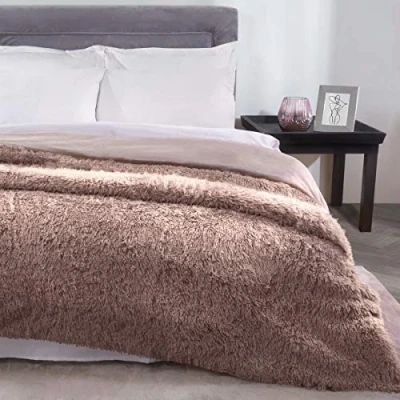 Image of Sleepdown Mink Luxury Long Pile Faux Fur Fleece Throw Over Sofa Super Soft Warm Cosy Bed Blanket Bedspread 150 cm x 200