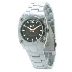 Image of Chronotech Mens Analogue Quartz Watch with Aluminium Strap CC7079M 02M, Black/White, 40MM,