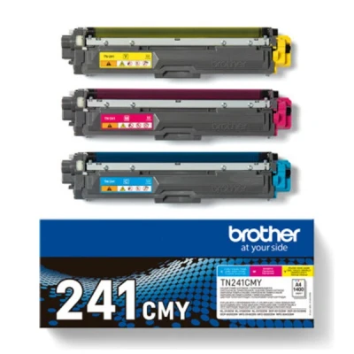 Image of BROTHER TN 241C/TN 241M/TN 241Y Toner Cartridges, Cyan/Magenta/Yellow, Rainbow Pack, Standard Yield, includes 3 x Genuine Supplies