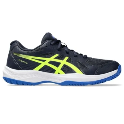 Image of Asics Upcourt 6 Unisex Handball shoes for kids, Size: 2.5, Midnight/safety yellow Textile/synthetics