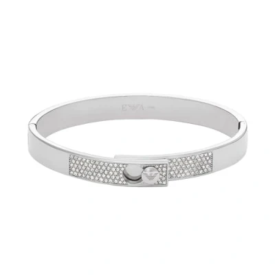 Image of Emporio Armani Women&#039;s Stainless Steel with slider or clip on closure bracelet, Length: 160MM, Width: 7.5MM, Steel, No gemstone