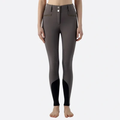 Image of Equiline Ladies Crystalek Breeches High Rise Knee Grip Mud UK12 Tan Horse &amp; Equestrian Riding
