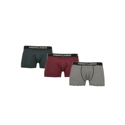 Image of Urban Classics Boxer Shorts 3PACK Pants, Men&#039;s, Size: Large, Btlgrn/dblu+brgd/dblu+wht/blk