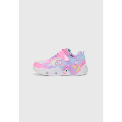 Image of Skechers Girl&#039;s Unicorn Charmer Lil Heart Sparkles Sneaker, Pink Multi, 4 UK Child