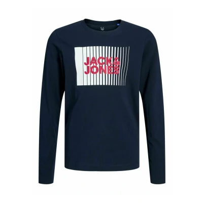 Image of JACK &amp; JONES Boy&#039;s Jjecorp Logo Tee Play Ls O Neck Noos Jnr T Shirt, Blazer Navy, 164
