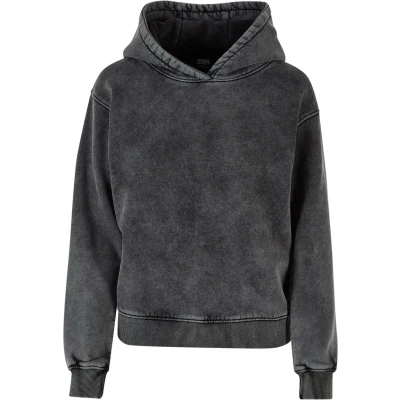 Image of Urban Classics Stone Washed Hoodie, Women&#039;s, Size: Medium, Black