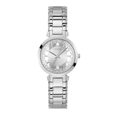 Image of Guess Ladies Dress Watch silvercoloured, Women&#039;s, Size: One Size, Silver coloured