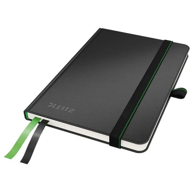 Image of Leitz A6 Hard Cover Notebook, Black (80 Sheets, Squared Paper, with 2 Bookmarks, 100 gsm Ivory Complete Range)