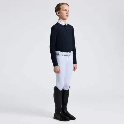 Image of Cavalleria Toscana Boys CT Jersey Print Logo Show Shirt Long Sleeve Navy 14 Years Shirts Horse &amp; Equestrian