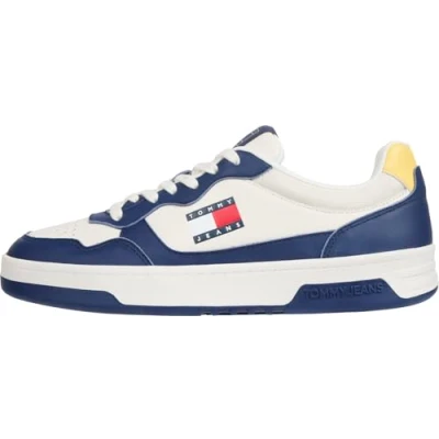 Image of Tommy Jeans Men&#039;s (New) TJM Cupsole Leather Ess Em0em01443 Low Top, Blue Velvet Blue, 10.5 UK