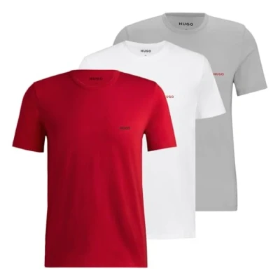 Image of HUGO 3 PACK Pyjama top, Men&#039;s, Size: Medium, White/grey/red