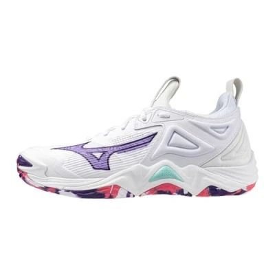 Image of Mizuno WAVE MOMENTUM 3 Volleyball Shoes White/VioletIndigo/CamelliaRos Women Size 6,5