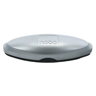 Image of Nobo Glass Whiteboard Eraser, Magnetic, Washable, Dry Wipe Surfaces, Premium Quality, 1904100, Silver