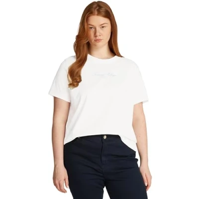 Image of Tommy Hilfiger Curve Script TEE Print Tshirt, Women&#039;s, Size: 20, Ecru