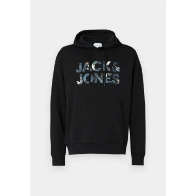 Image of Jack &amp; Jones Jjebryan CORP LOGO HOOD Sweatshirt, Men&#039;s, Size: XL, Black