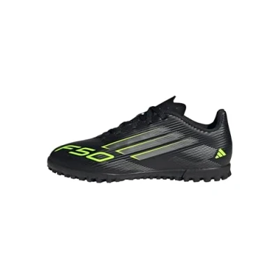 Image of adidas Performance F50 CLUB Unisex Astro turf trainers Core black/ironcoloured/lucid lemon for kids, Size: 1, black/iron/coloured/lucid