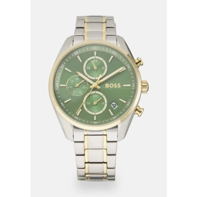 Image of BOSS Grand TOUR Ladies Chronograph watch silvercoloured/green, Women&#039;s, Size: One Size, Silver coloured/green