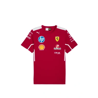 Image of Puma Scuderia Ferrari Print Tshirt, Men&#039;s, Size: Medium, Dark cherry
