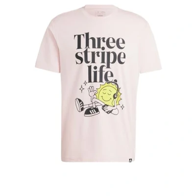 Image of adidas Sportswear Positivity Graphic Print Tshirt, Men&#039;s, Size: Small, Sandy pink