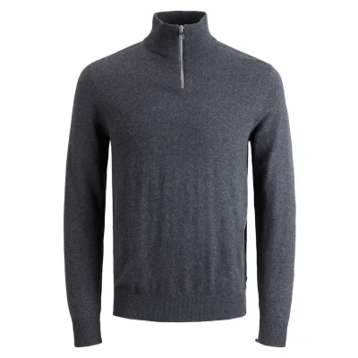 Image of Jack &amp; Jones Eemil HALF ZIP NOOS Jumper, Men&#039;s, Size: Medium, Dark grey melange