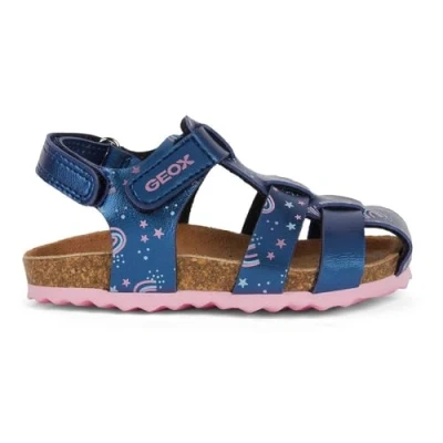 Image of Geox Chalki GIRL Sandals for kids, Size: 4.5K, Navy/light pink High quality imitation leather