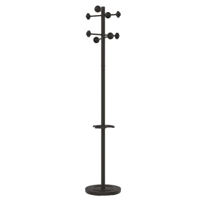 Image of Unilux Accueil Coat Stand Solid Head Steel Post Umbrella Double Pegs Black Ref 35006M