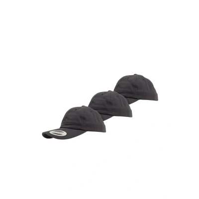 Image of Flexfit Unisex Cap Low Profile Cotton Twill 3 Pack, Pack of Dad for Men and Women, 6 Panel Baseball Cap, Unstructured with Brass Clasp, Dark Grey + Grey, One Size